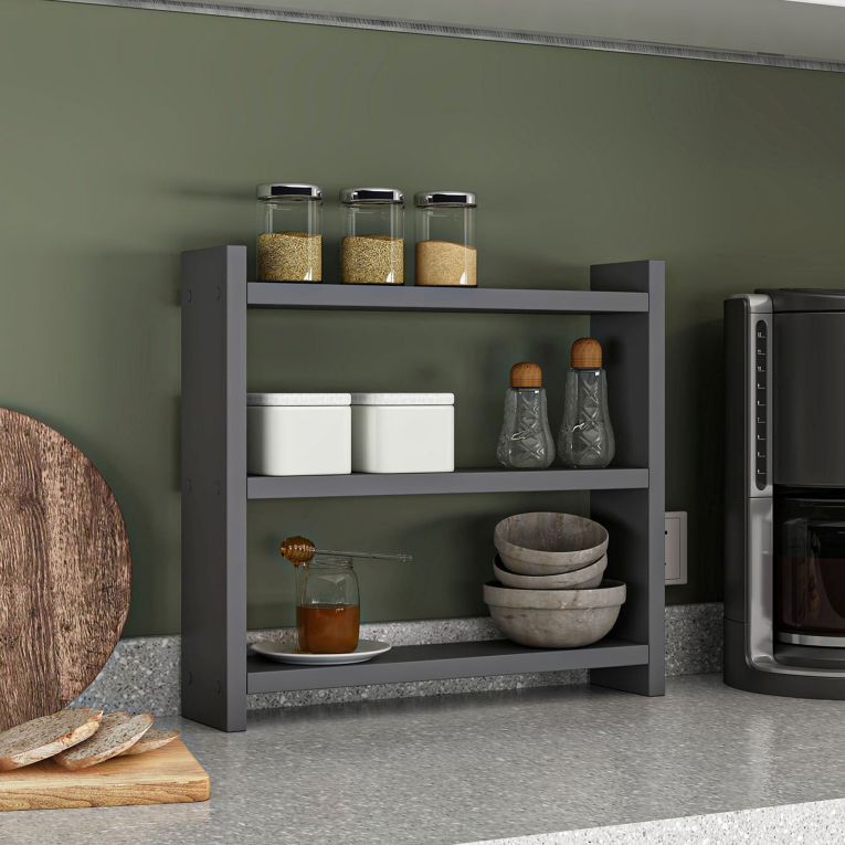 Mensola Nero Antracite 2 Ripiani Sfumatura Colore Struttura Antracite 44x10x40h cm - Rizza