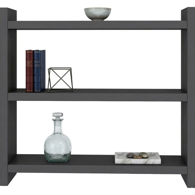 Mensola Nero Antracite 2 Ripiani Sfumatura Colore Struttura Antracite 44x10x40h cm - Rizza