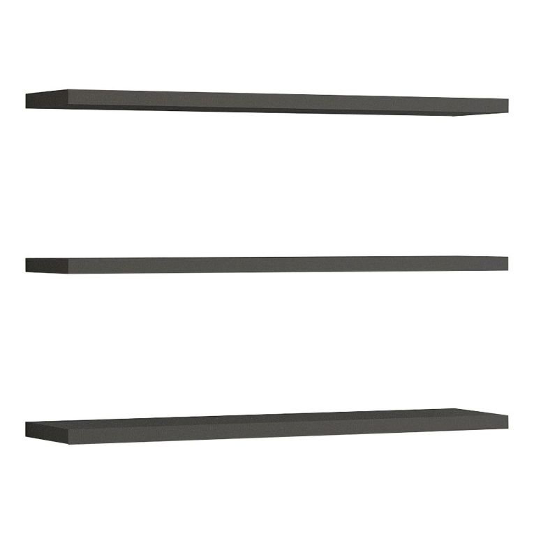 Mensola Nero Antracite 3 Ripiani set da 3 60x15x2h cm, Sfumatura Colore Struttura Antracite - Meina