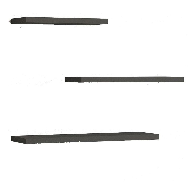 Mensola Nero Antracite 3 Ripiani set da 3 Mensole 30x2x14h cm, Sfumatura Colore Struttura Antracite - Roscigno