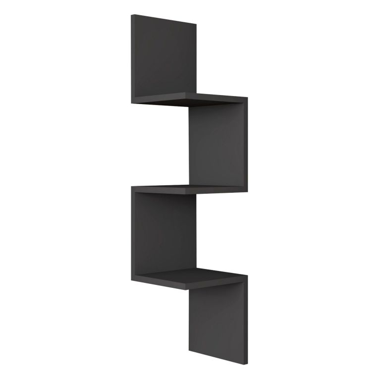 Mensola Nero Antracite 3 Ripiani Sfumatura Colore Struttura Antracite 105x25x25h cm, - Budoni