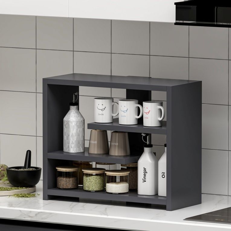 Mensola Nero Antracite 3 Ripiani Sfumatura Colore Struttura Antracite 49x21x40h cm, - Mottola