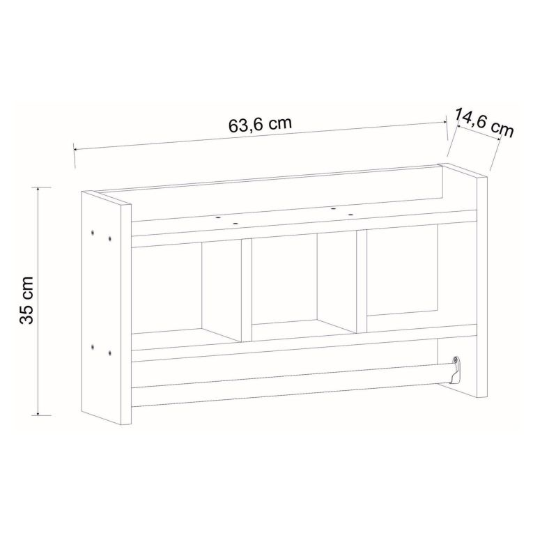 Mensola Nero Antracite 4 Ripiani Sfumatura Colore Struttura Antracite 64x15x35h cm, - Cortale
