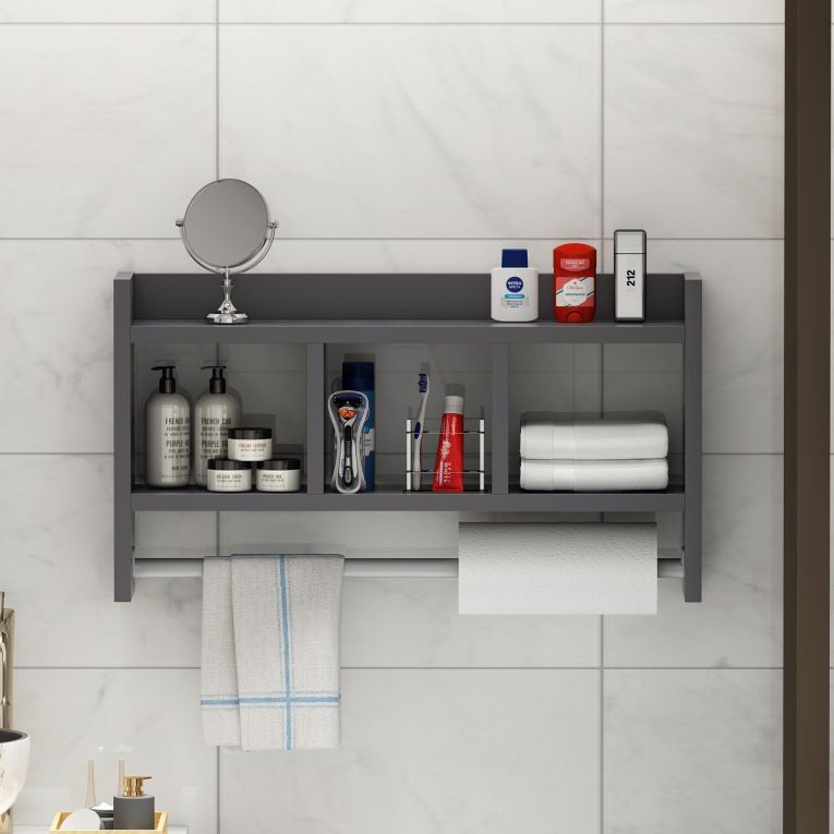 Mensola Nero Antracite 4 Ripiani Sfumatura Colore Struttura Antracite 64x15x35h cm, - Cortale