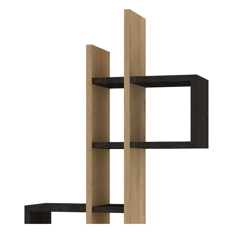 Mensola Nero Antracite Marrone Rovere 8 Ripiani Colore Struttura Marrone 54x20x108h cm, Sfumatura Colore Struttura Antracite - Cupello