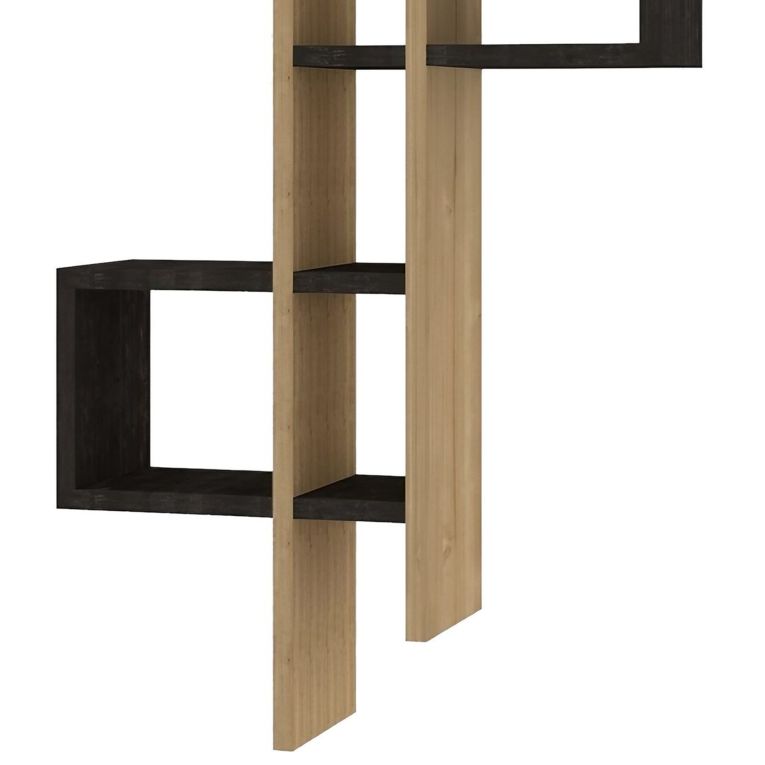 Mensola Nero Antracite Marrone Rovere 8 Ripiani Colore Struttura Marrone 54x20x108h cm, Sfumatura Colore Struttura Antracite - Cupello