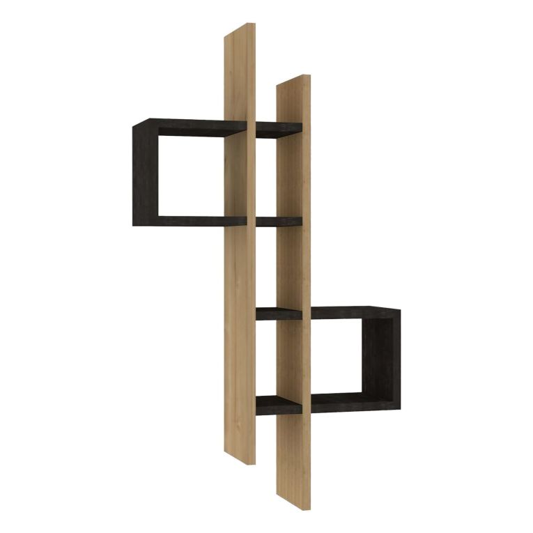 Mensola Nero Antracite Marrone Rovere 8 Ripiani Colore Struttura Marrone 54x20x108h cm, Sfumatura Colore Struttura Antracite - Cupello