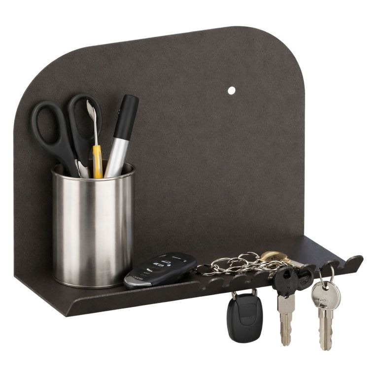 Mensola Nero un Ripiano 28x12x23h cm, - Ugento