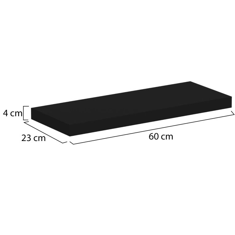 Mensola Nero un Ripiano 60x23x4h cm, - Varena