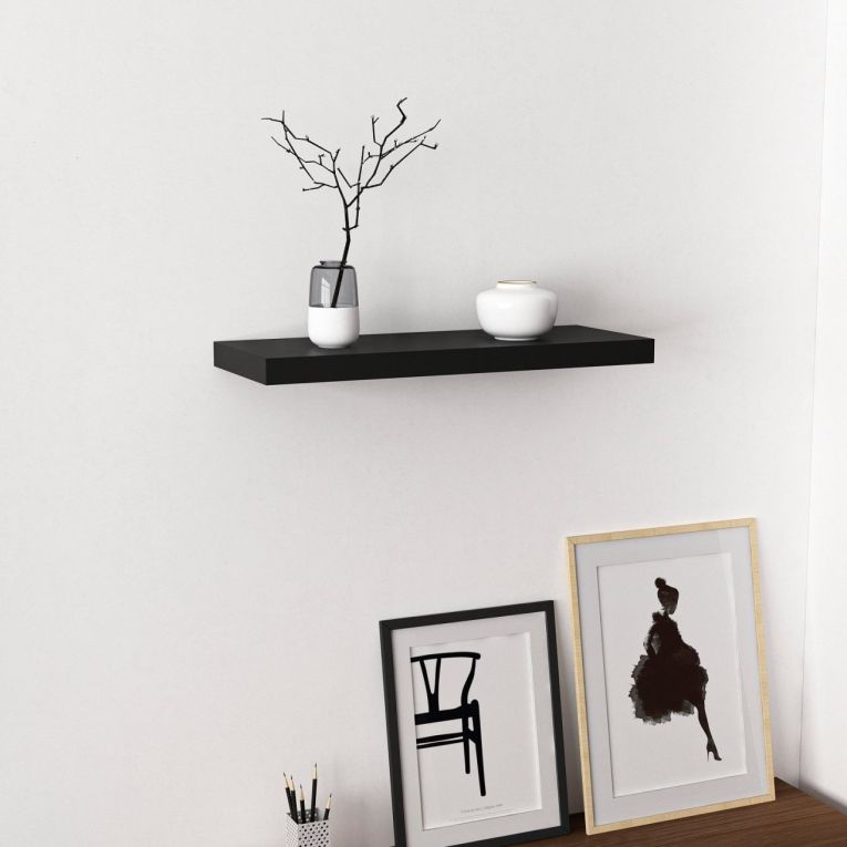 Mensola Nero un Ripiano 60x23x4h cm, - Varena