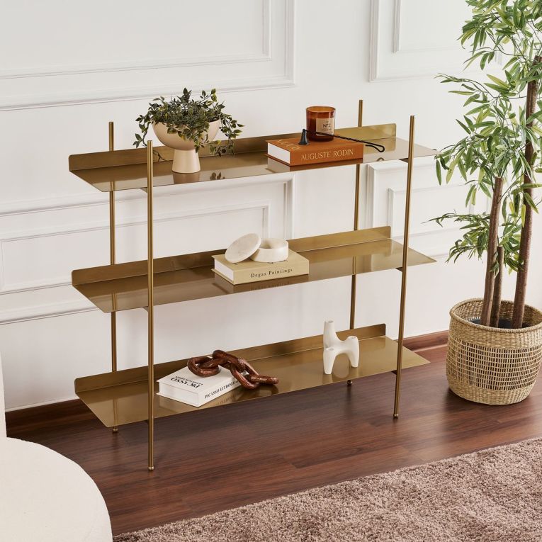Mensola oro 3 Ripiani 120x34x106h cm, - Quirino
