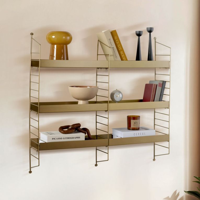 Mensola oro 3 Ripiani 98x21x100h cm, - Scurelle