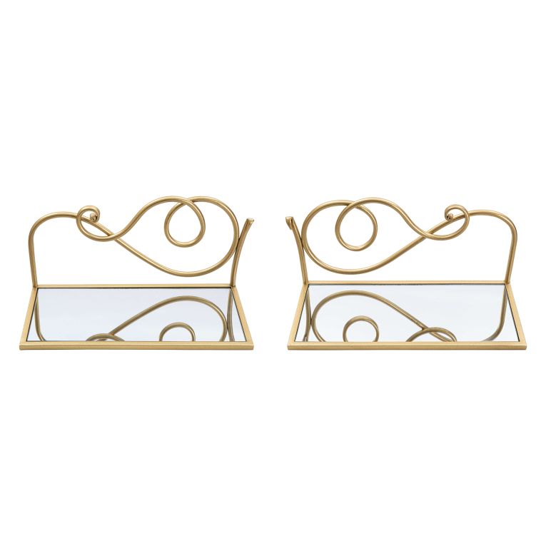 Mensola oro Trasparente 2 Ripiani Materiale Struttura in Vetro 42x18x21h cm, Colore Struttura Trasparente - Telavi