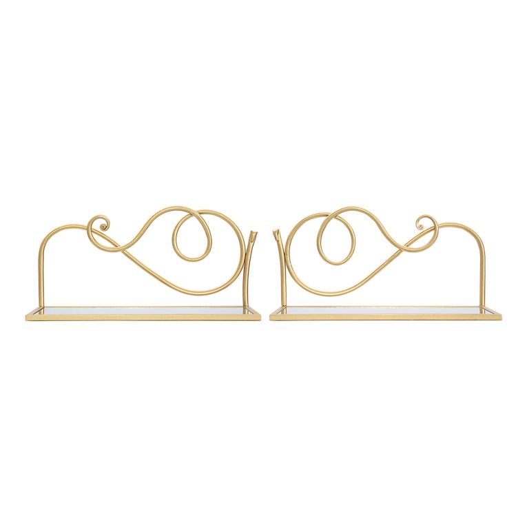 Mensola oro Trasparente 2 Ripiani Materiale Struttura in Vetro 42x18x21h cm, Colore Struttura Trasparente - Telavi