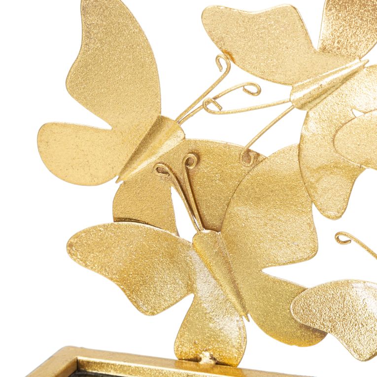Mensola oro Trasparente un Ripiano Dettaglio con Farfalle 43x19x17h cm, Materiale Struttura in Vetro - Iqalui