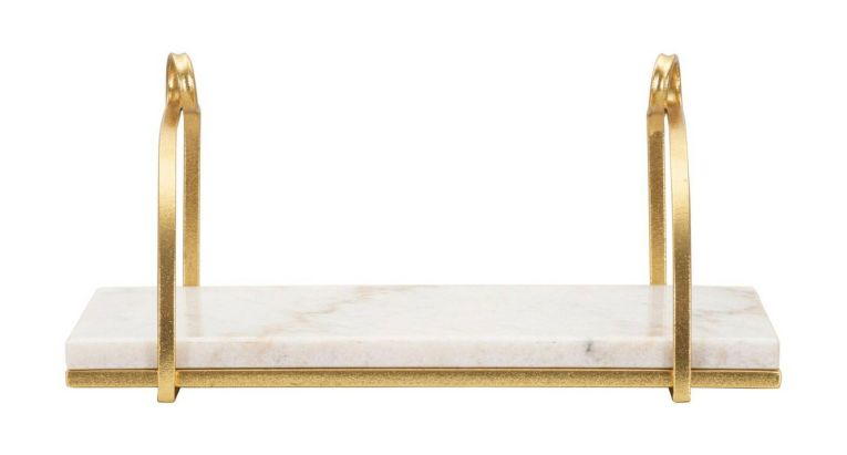Mensola Paci, 40x16 h18 cm, Bianco e Oro