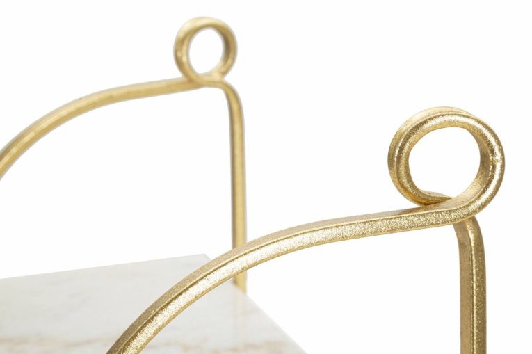 Mensola Paci, 40x16 h18 cm, Bianco e Oro