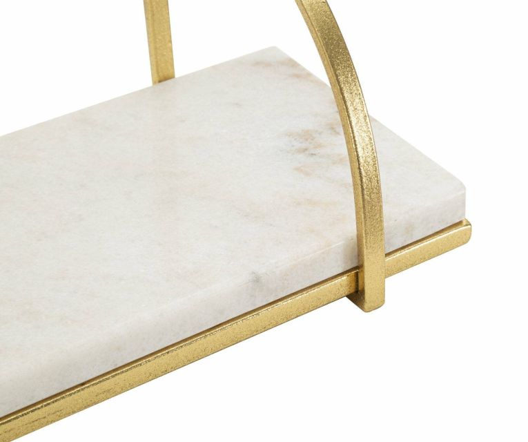 Mensola Paci, 40x16 h18 cm, Bianco e Oro