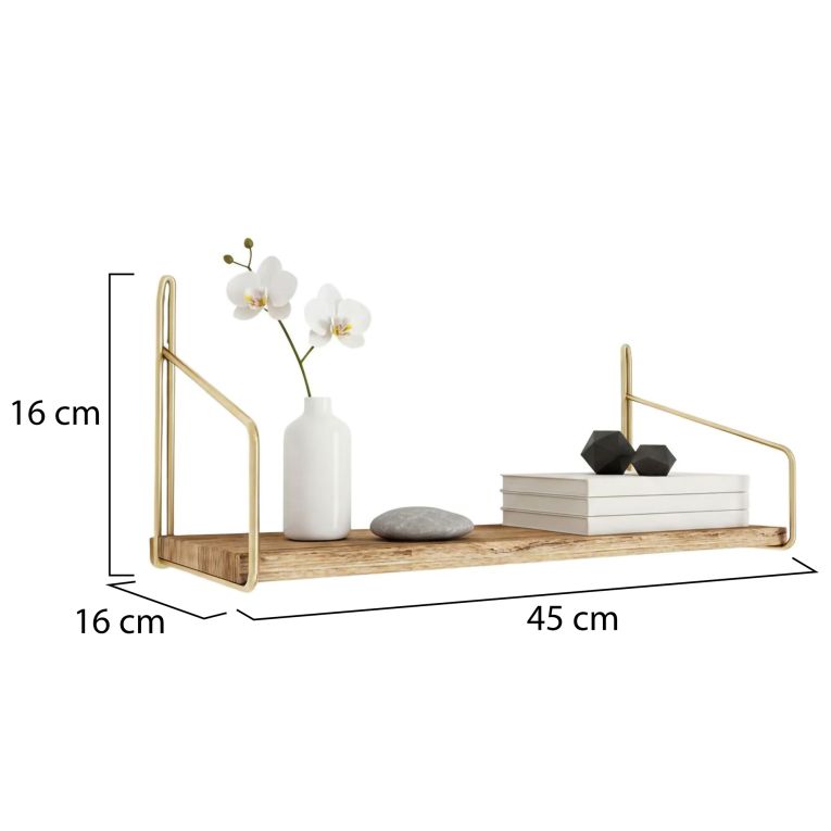 Mensola parete 16x45cm oro e marrone - Sepat