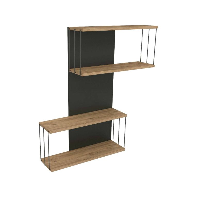 Mensola parete 19x65cm antracite e rovere - Gerolama