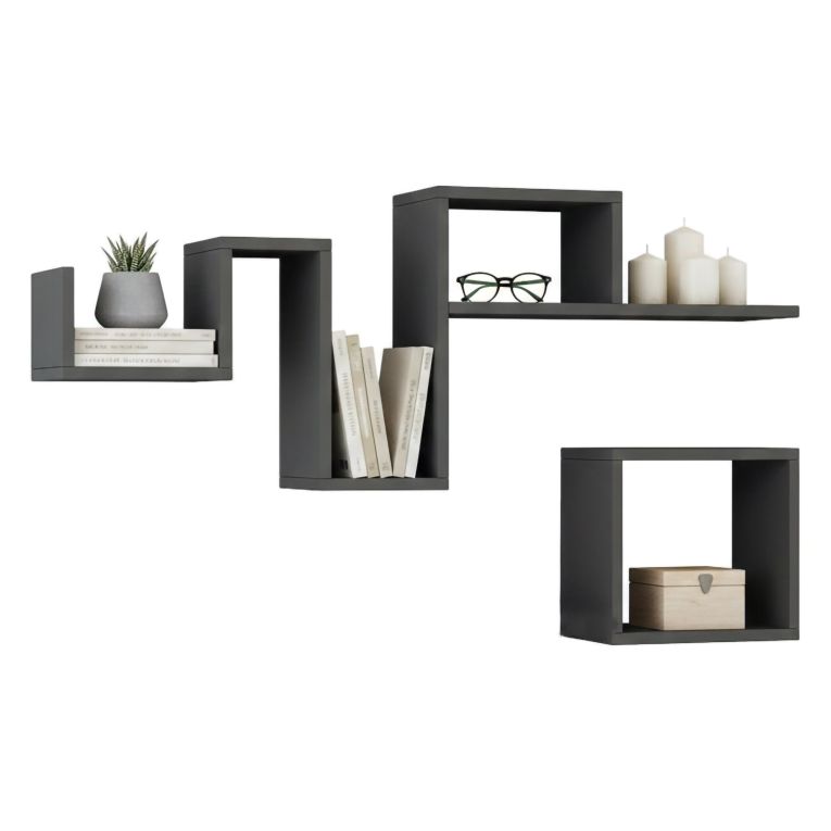 Mensola parete doppia 20x116cm antracite - Donna