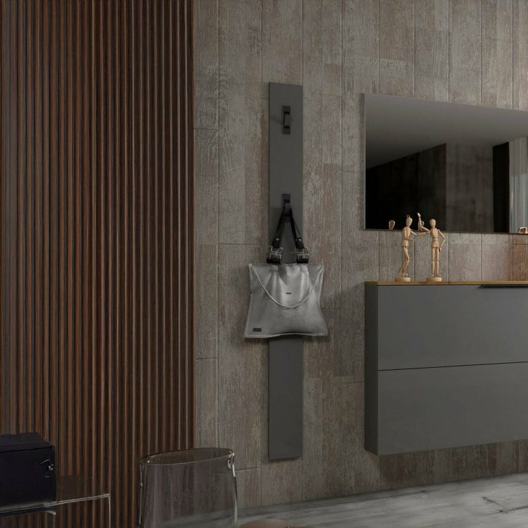 Mensola porta abiti 15x170h cm 3 posti grigio e antracite - Ascrea