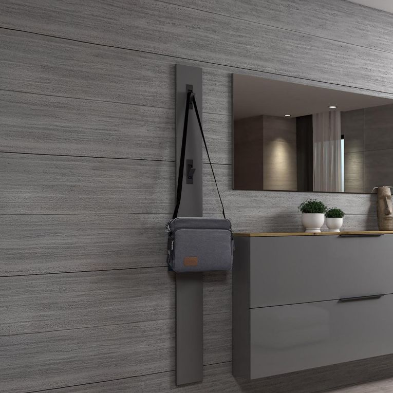 Mensola porta abiti 15x170h cm 3 posti grigio e antracite - Ascrea