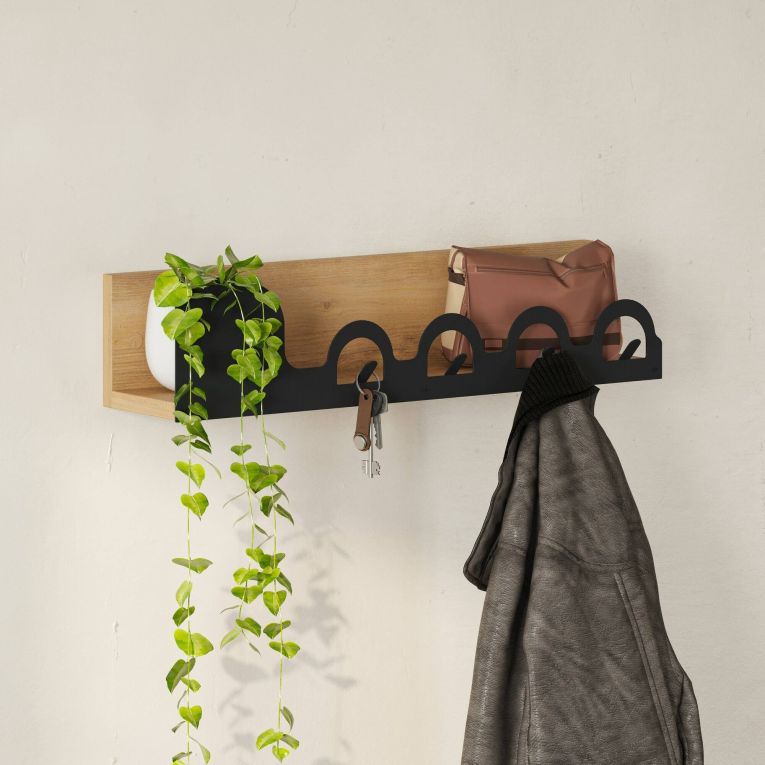 Mensola porta abiti 63x14h cm 5 posti quercia - Beryl
