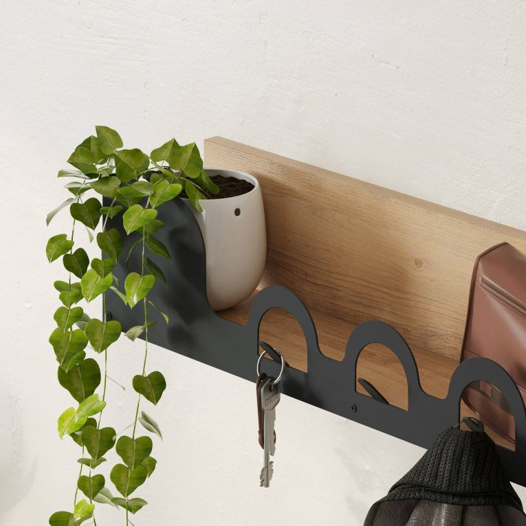 Mensola porta abiti 63x14h cm 5 posti quercia - Beryl
