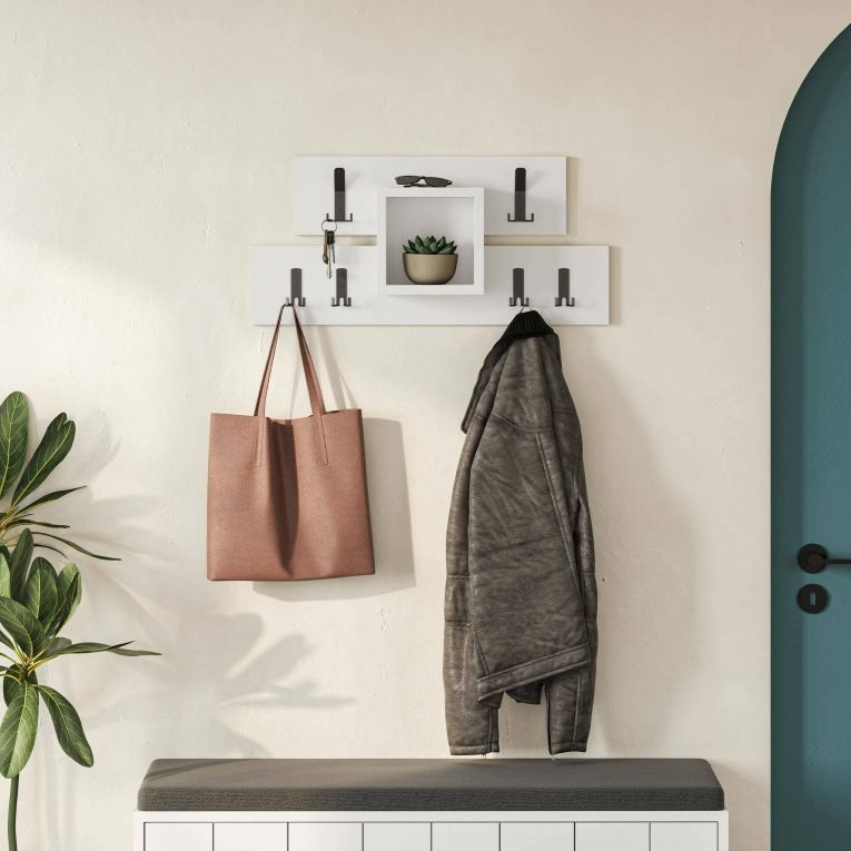Mensola porta abiti 68x32h cm 6 posti bianco - Jimena