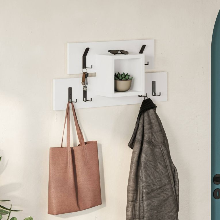 Mensola porta abiti 68x32h cm 6 posti bianco - Jimena