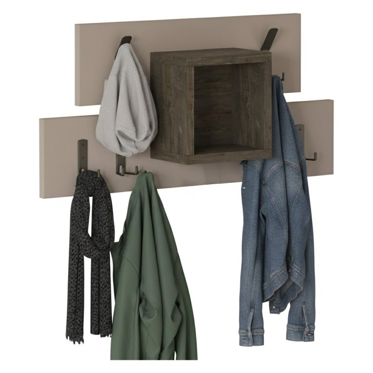 Mensola porta abiti 68x32h cm 6 posti marrone e beige - Jimena