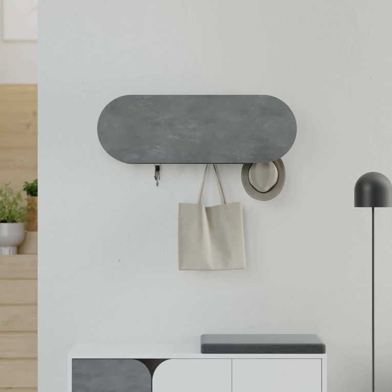 Mensola porta abiti 84x28h cm 6 posti grigio - Terry