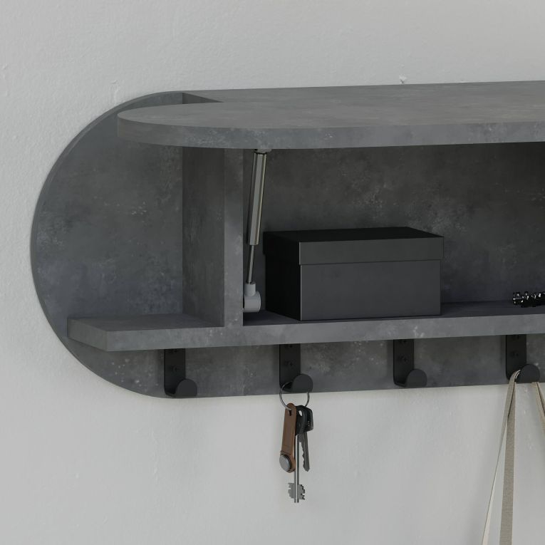 Mensola porta abiti 84x28h cm 6 posti grigio - Terry