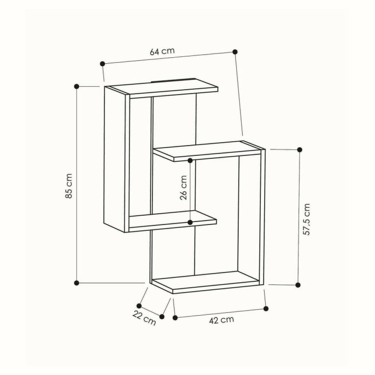 Mensola Seren, Scaffale, Ripiano a muro, Scaffalatura multiuso, 64x22h85 cm, Antracite e Rovere