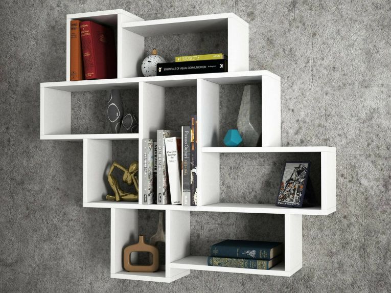 Mensola Velaris, Scaffale, Ripiano a muro, Scaffalatura multiuso, 116x15h104 cm, Bianco