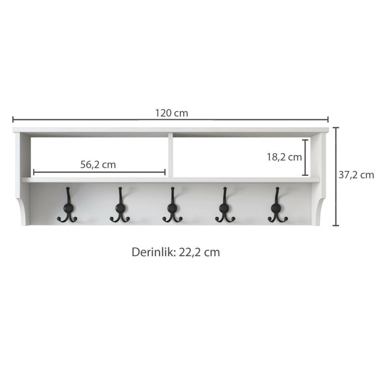 Mobile appendiabiti 120x37h cm 5 posti bianco - Egay