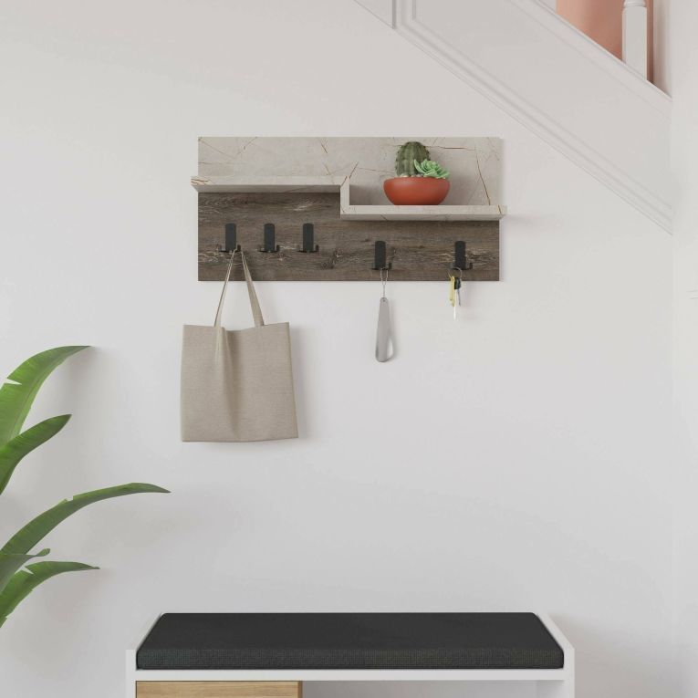 Mobile appendiabiti 65x31h cm 5 posti marrone e marmo - Kilo