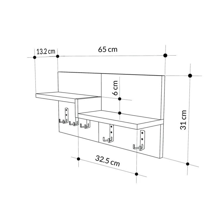 Mobile appendiabiti 65x31h cm 5 posti marrone e marmo - Kilo