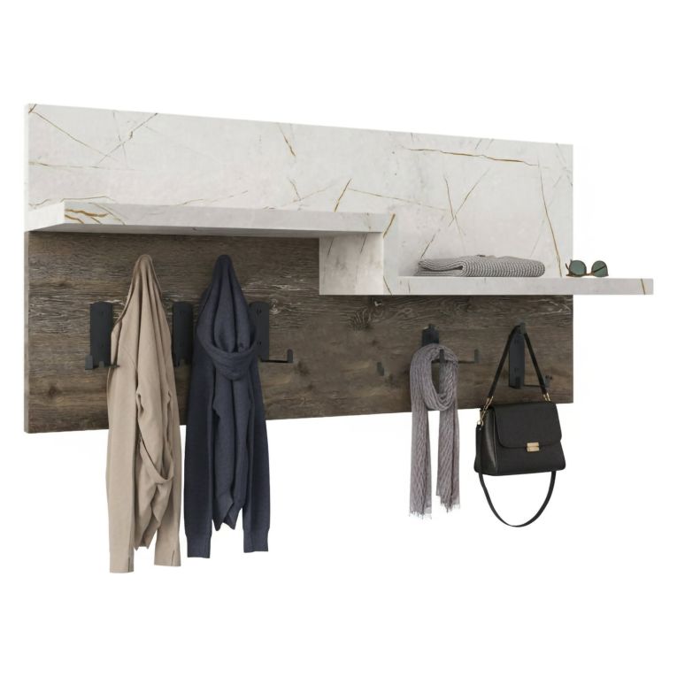 Mobile appendiabiti 65x31h cm 5 posti marrone e marmo - Kilo