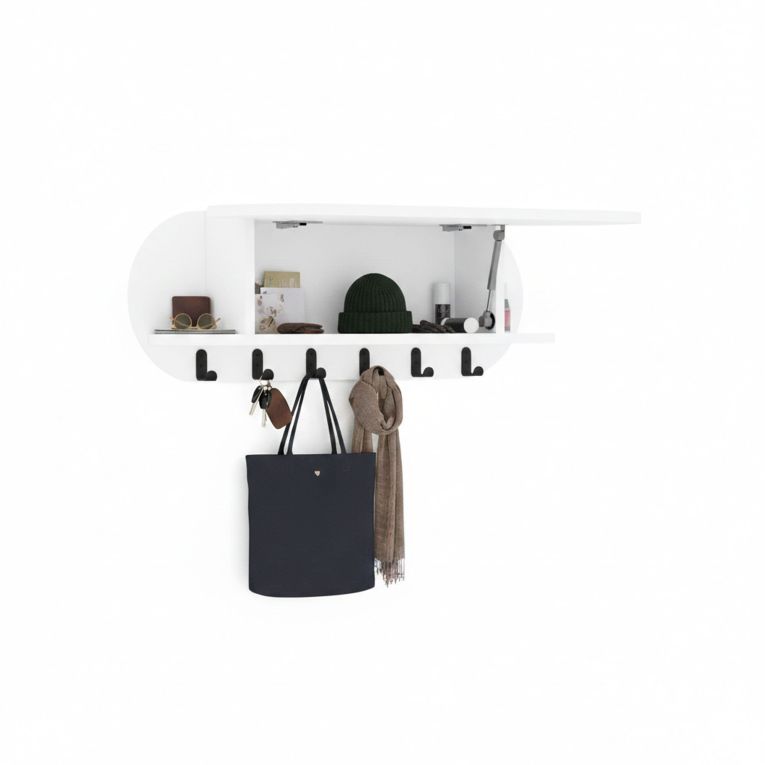 Mobile appendiabiti 84x28h cm 6 posti bianco - Terry