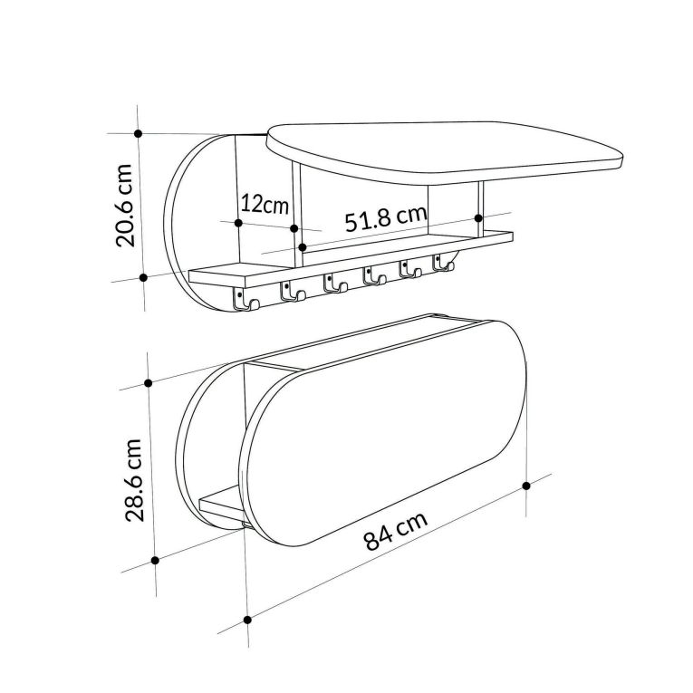 Mobile appendiabiti 84x28h cm 6 posti bianco - Terry