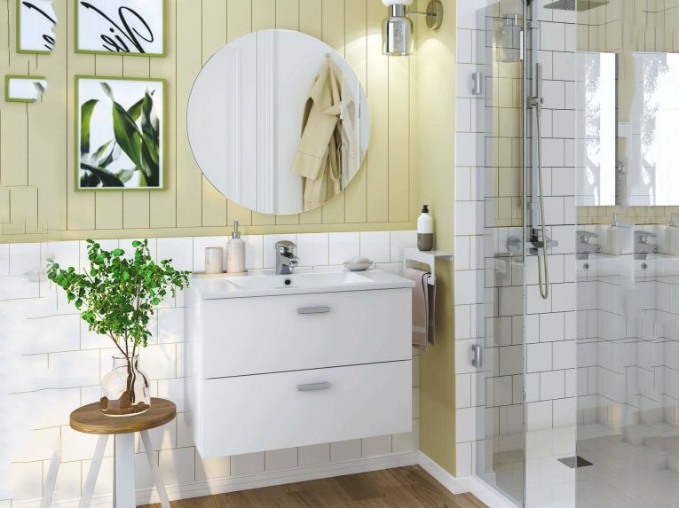 Mobile bagno 2 cassetti 70x45x50h cm bianco lucido - Tico