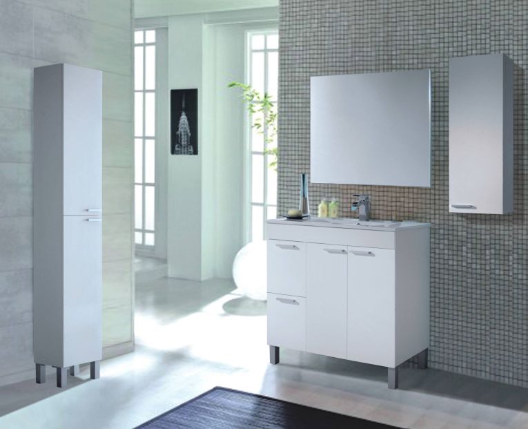 Mobile bagno 2 cassetti 80x80x45h cm bianco lucido - Aracth