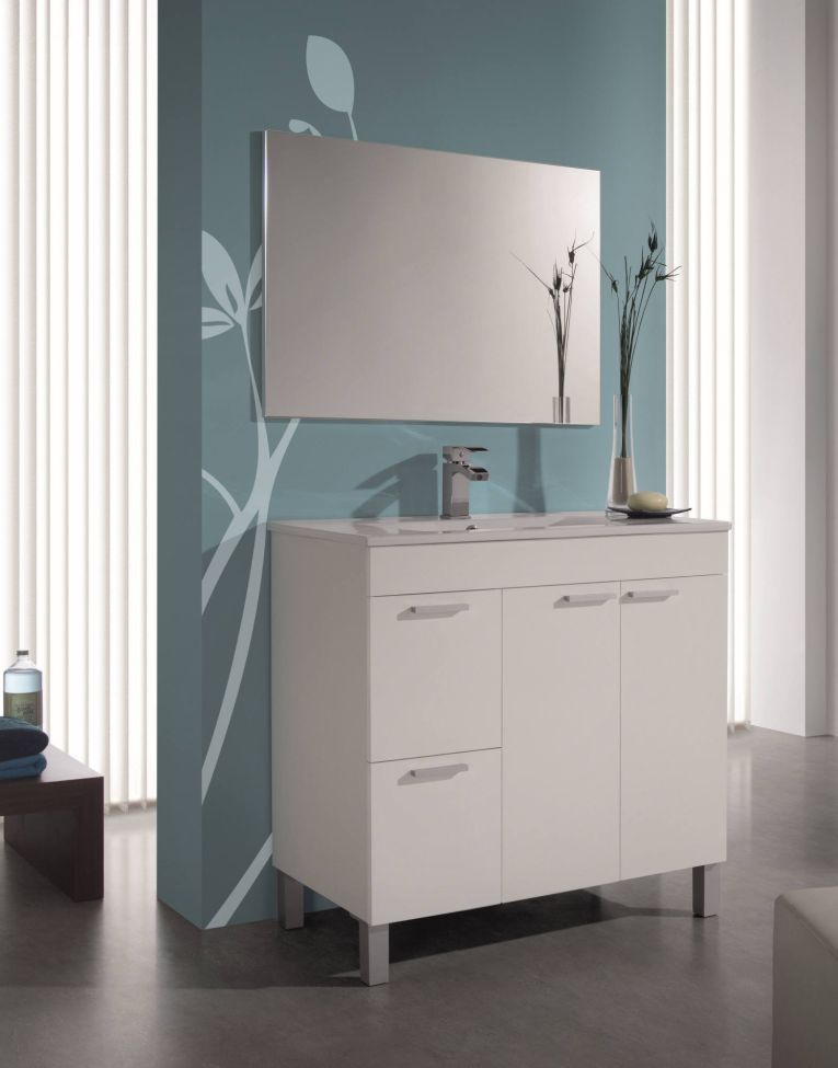 Mobile bagno 2 cassetti 80x80x45h cm bianco lucido - Aracth
