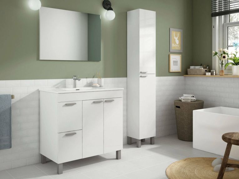 Mobile bagno 2 cassetti 80x80x45h cm bianco lucido - Aracth