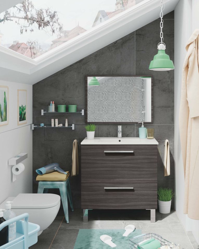 Mobile bagno 2 cassetti 80x80x45h cm grigio cenere - Abel