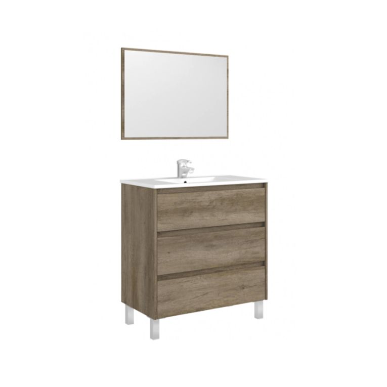 Mobile bagno 3 cassetti 80x86x45h cm quercia - Albachiara