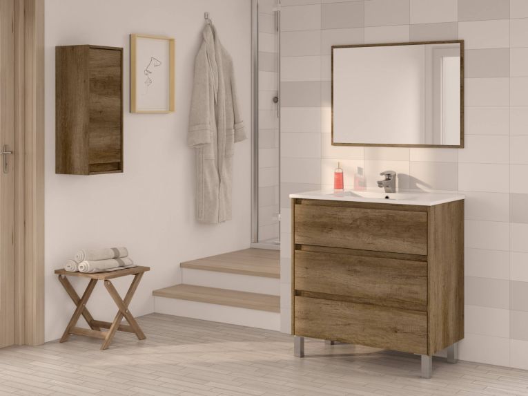 Mobile bagno 3 cassetti 80x86x45h cm quercia - Albachiara