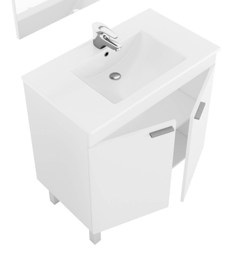 Mobile bagno classico con specchio 2 ante 80x80x45h cm bianco - Alakin